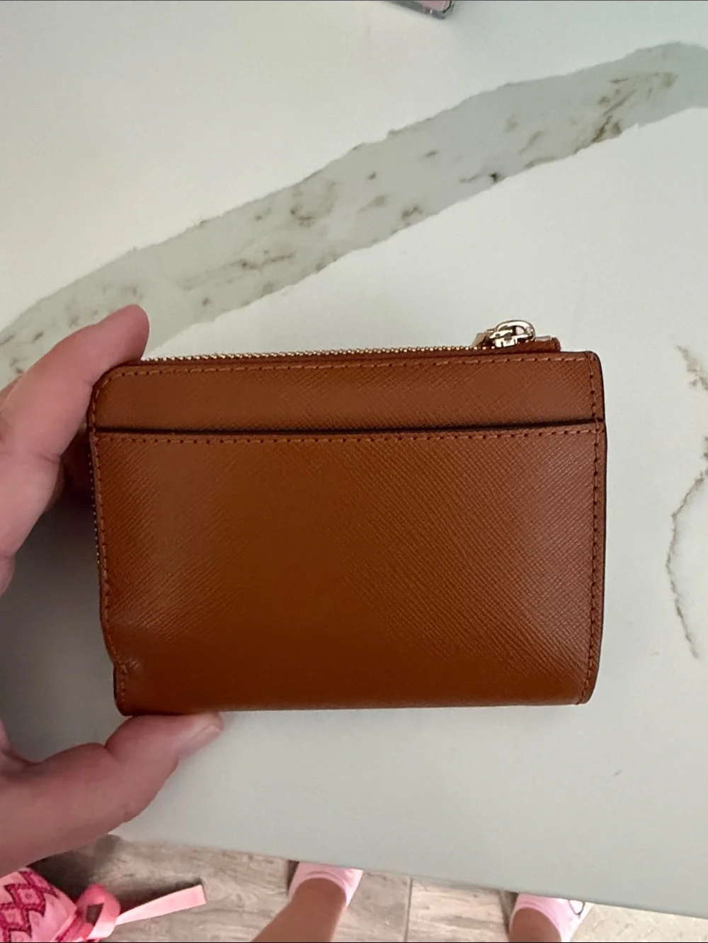 kate spade Brown Leather Zip-Around Compact Wallet